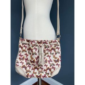 Y2K Liz Claiborne cream mini crossbody bag with butterflies